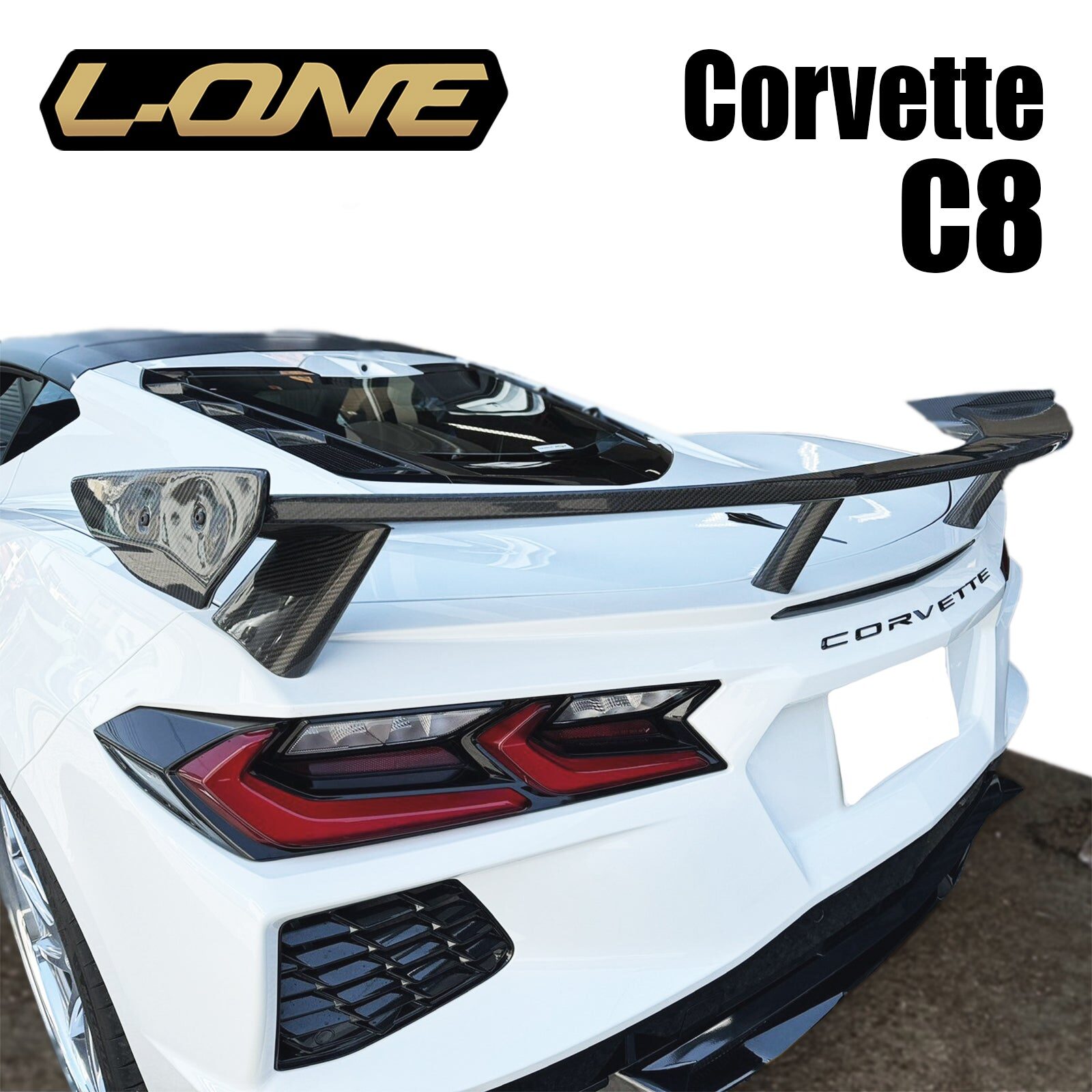 23373c8224ff214aeef0929422ae9b74.jpg L-ONE Carbon High Wing for C8 Corvette Z51 - Image 1